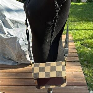 Checkered Tan and Black Women's Bag